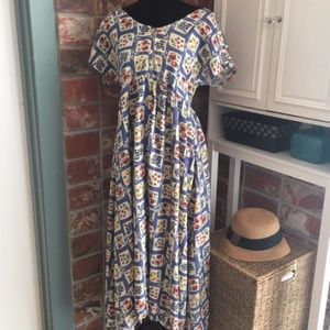 Vintage Maxi-Dress with Summery Fruit Pattern